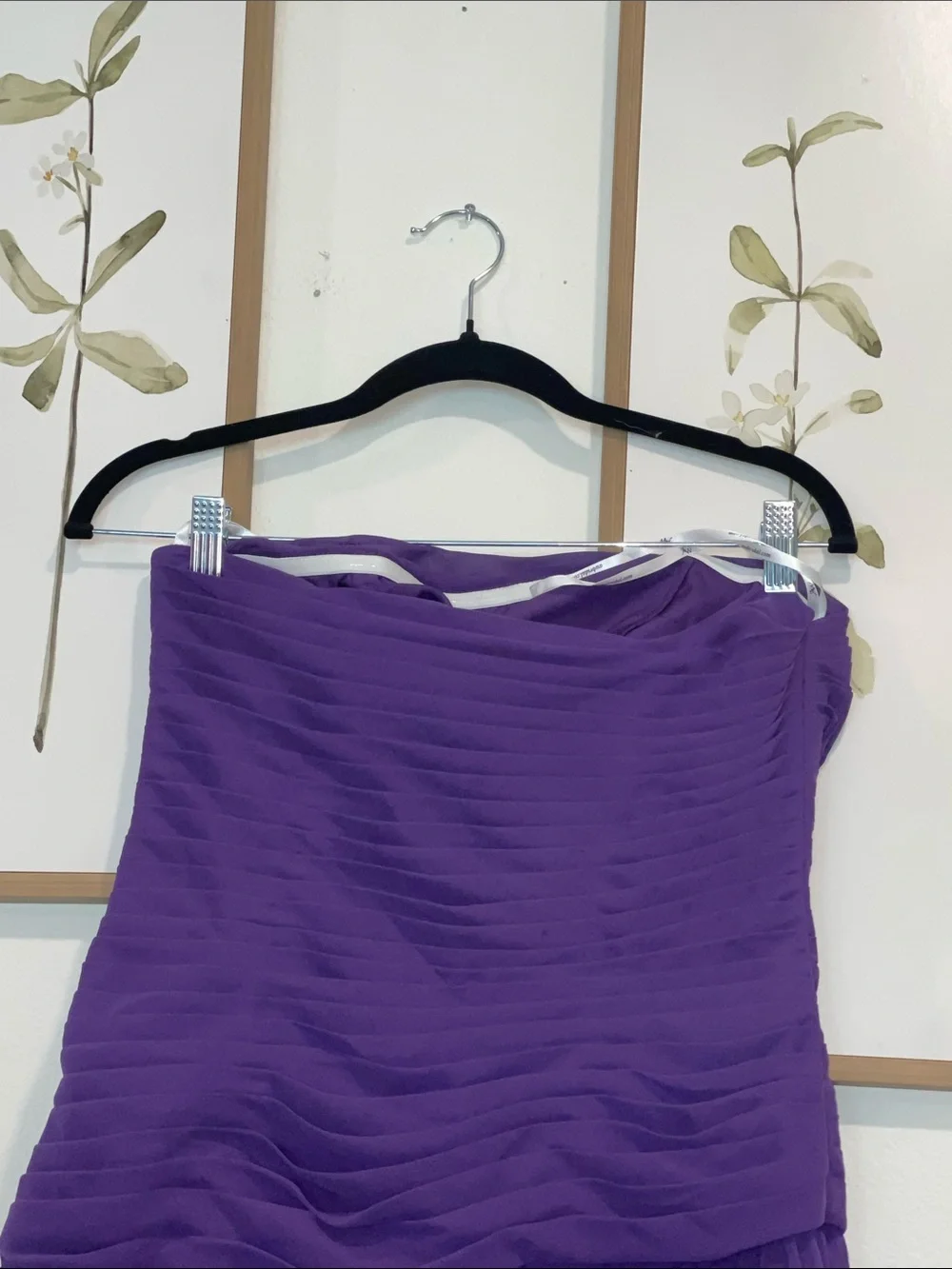 Strapless Purple Chiffon Evening Dress